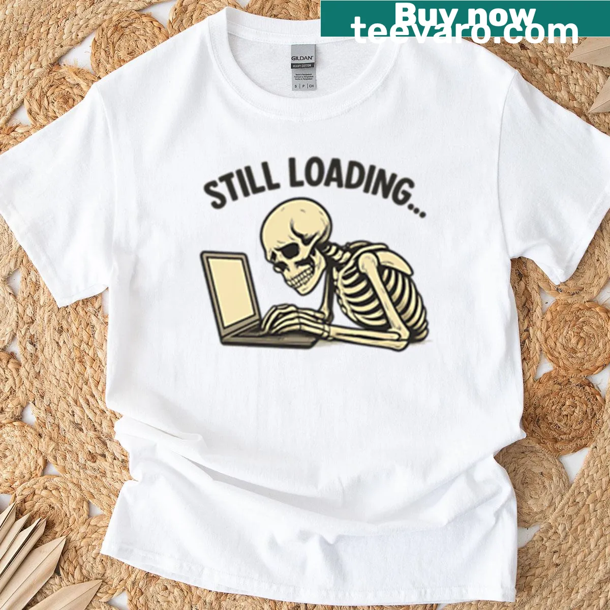T-shirt with the phrase Still Loading in minimalist style — on a men's t-shirt