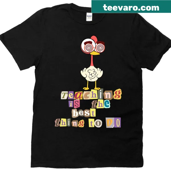 Funny teacher t-shirt with hypnotized chicken graphic
