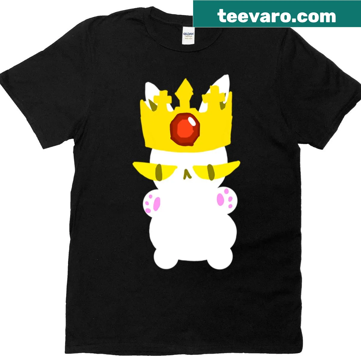 T-shirt with the phrase 'The King Of Cats' featuring a royal cat illustration — on a men's t-shirt