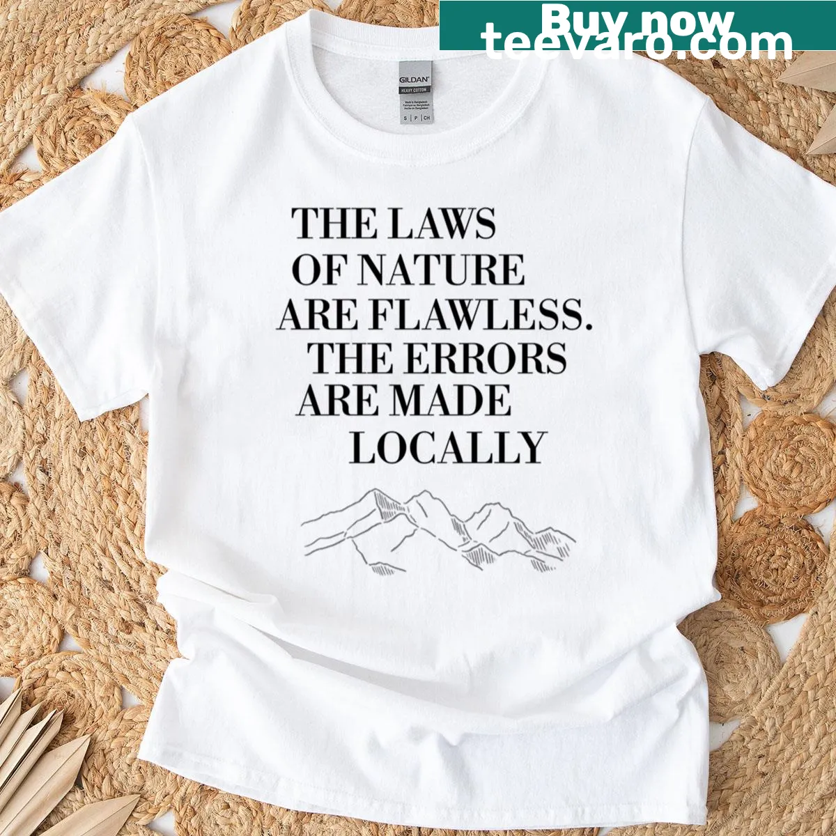 Inspirational T-shirt with a philosophical quote about nature — on a men's t-shirt