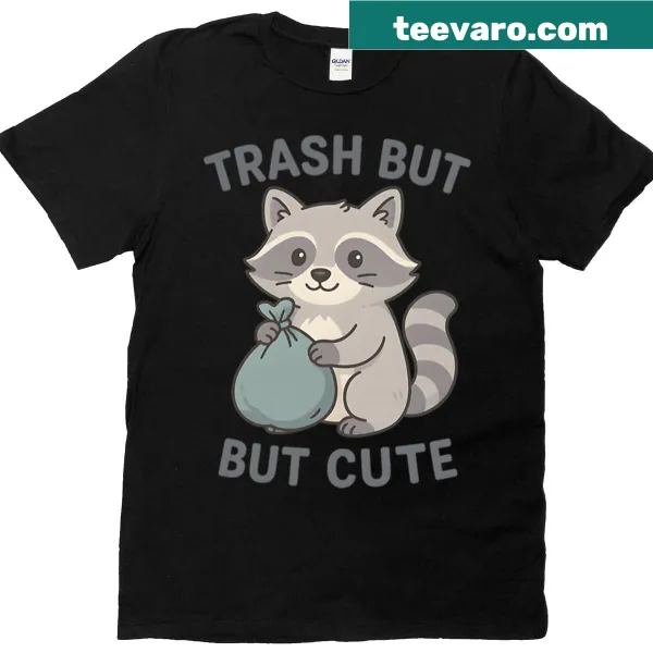 Illustrated t-shirt featuring a playful raccoon design