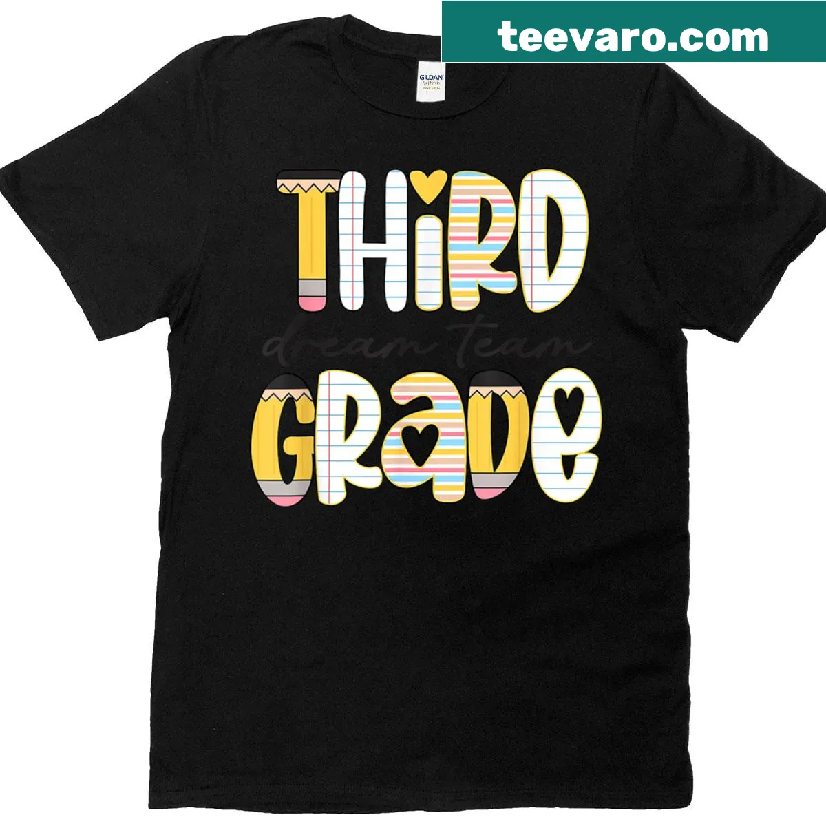 Teacher t-shirt for third grade with 'Dream Team' text — on a men's t-shirt
