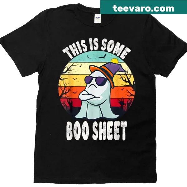 Halloween t-shirt with ghost design and humorous text.