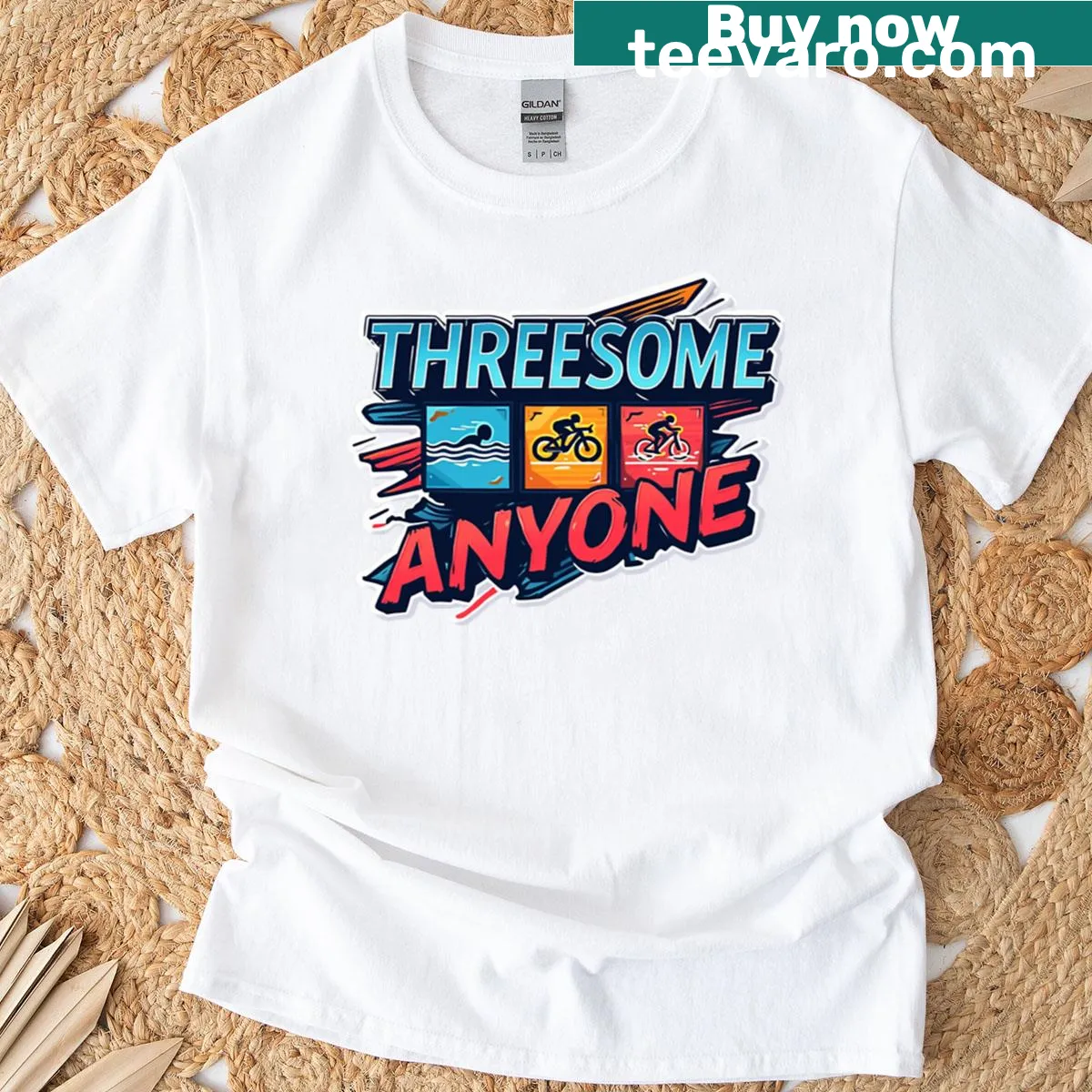 Funny T-shirt with a triathlon pun for athletes — on a men's t-shirt