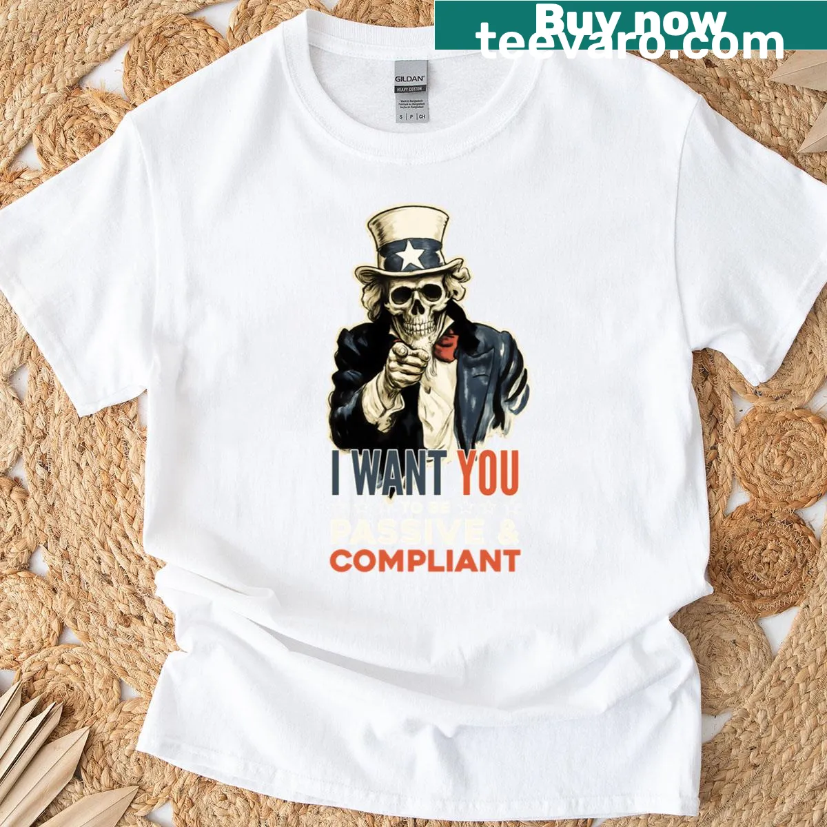 Vintage Uncle Sam T-shirt with a political satire design — on a men's t-shirt