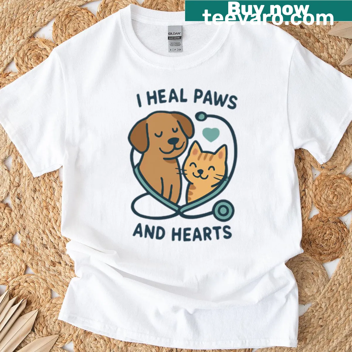 Humorous veterinarian T-shirt with healing message — on a men's t-shirt