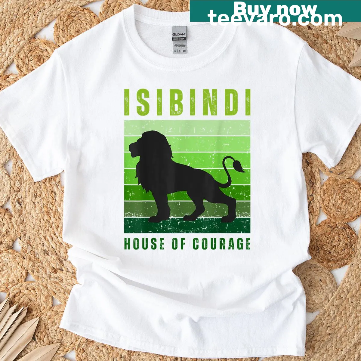 Vintage-inspired shirt featuring the Isibindi House of Courage graphic. — on a men's t-shirt