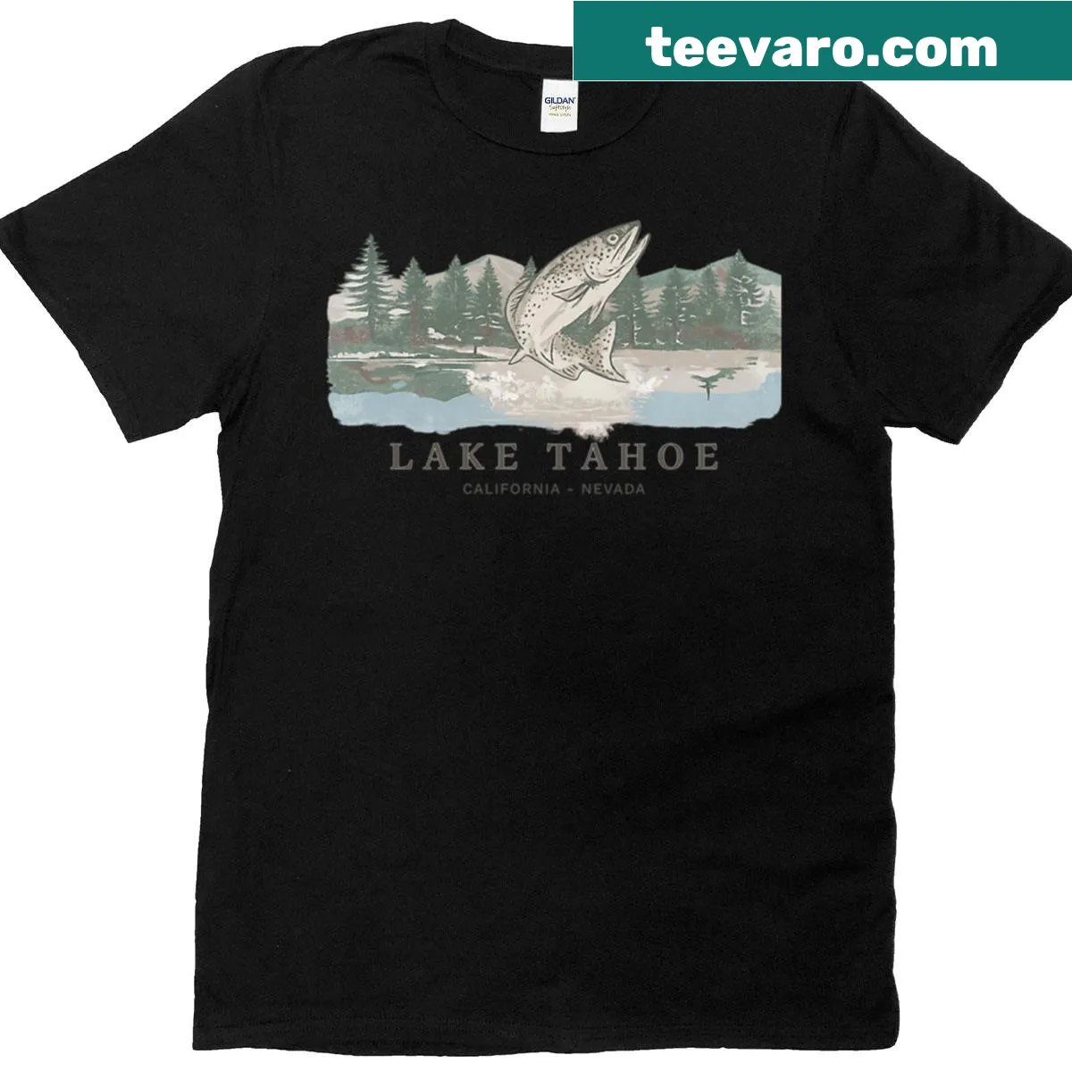 Vintage Lake Tahoe-themed outdoor lover T-shirt — on a men's t-shirt