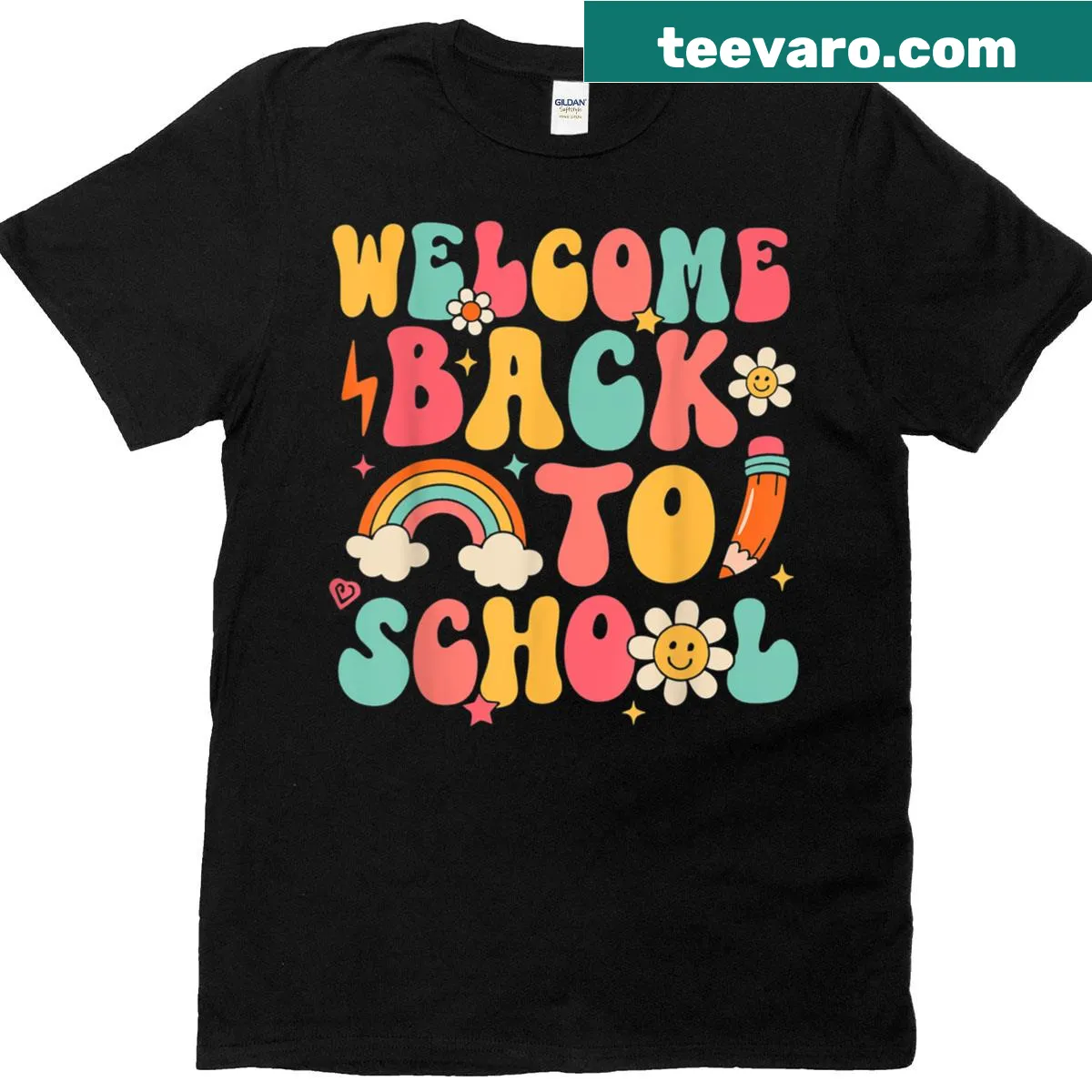 Retro t-shirt welcoming back teachers and kids to school — on a men's t-shirt