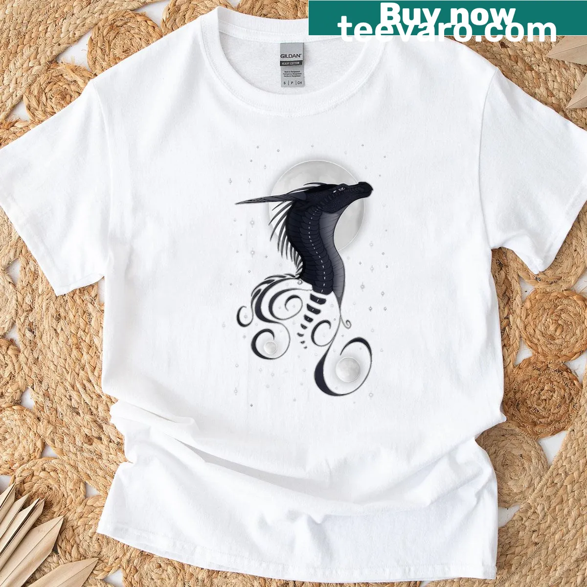 T-shirt with bold graphic of fiery wings — on a men's t-shirt