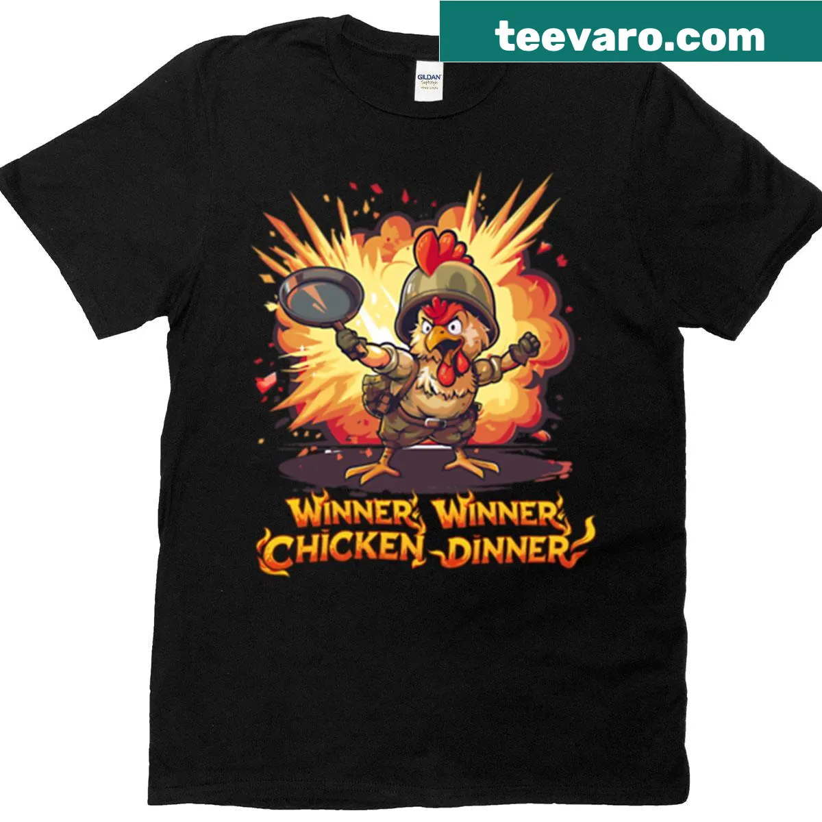 T-shirt with 'Winner Winner Chicken Dinner' text for gamers — on a men's t-shirt