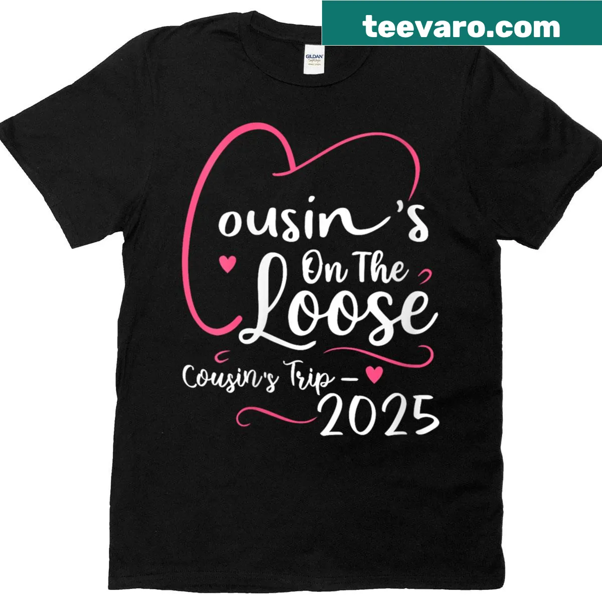 Text 'Cousins On The Loose' on a fun T-shirt design — on a men's t-shirt