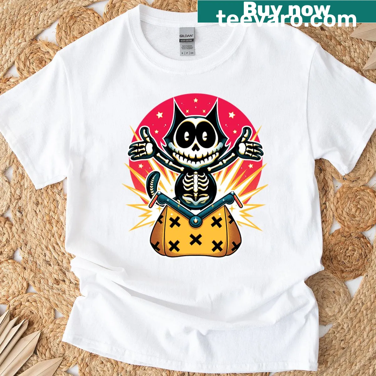 Illustration of Felix with a magic bag on T-shirt — on a men's t-shirt