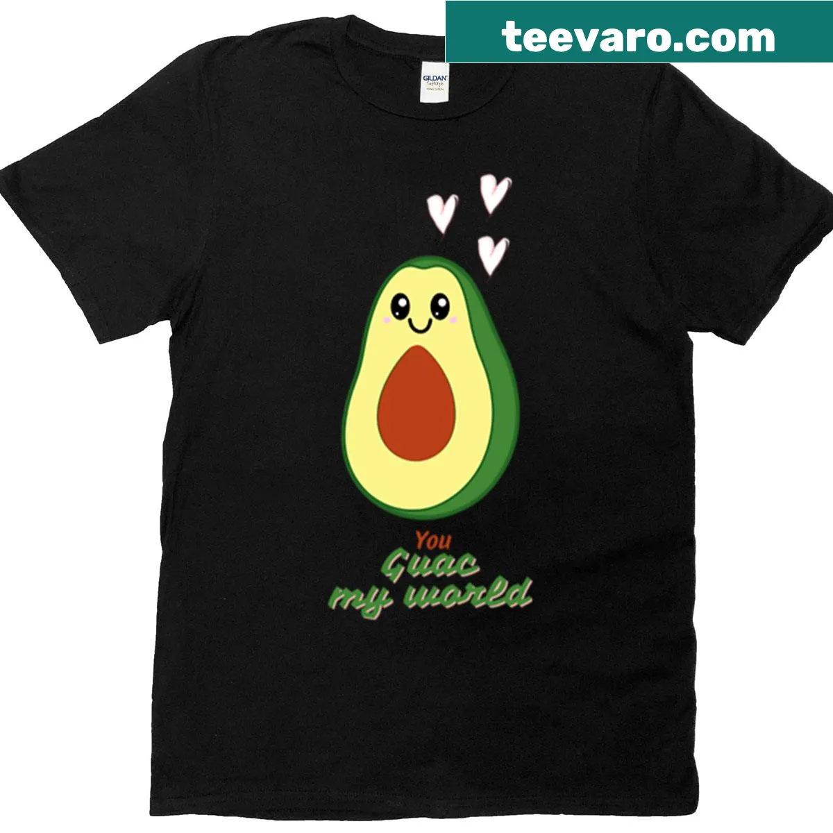 Cute avocado-themed t-shirt with 'You Guac My World' quote — on a men's t-shirt