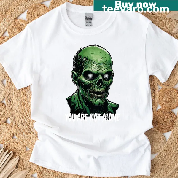 Oversized t-shirt with a zombie head illustration and text