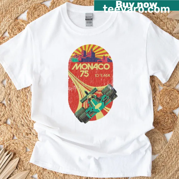 Vintage print T-shirt celebrating the 1975 Monaco Grand Prix