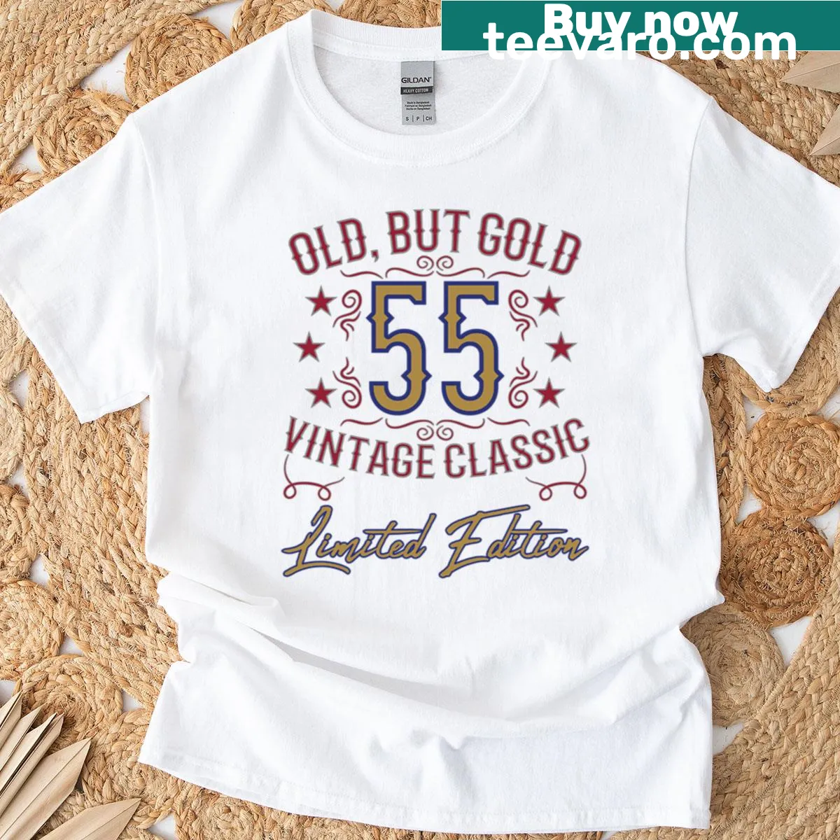 Funny vintage T-shirt designed for a 55th birthday celebration — on a men's t-shirt