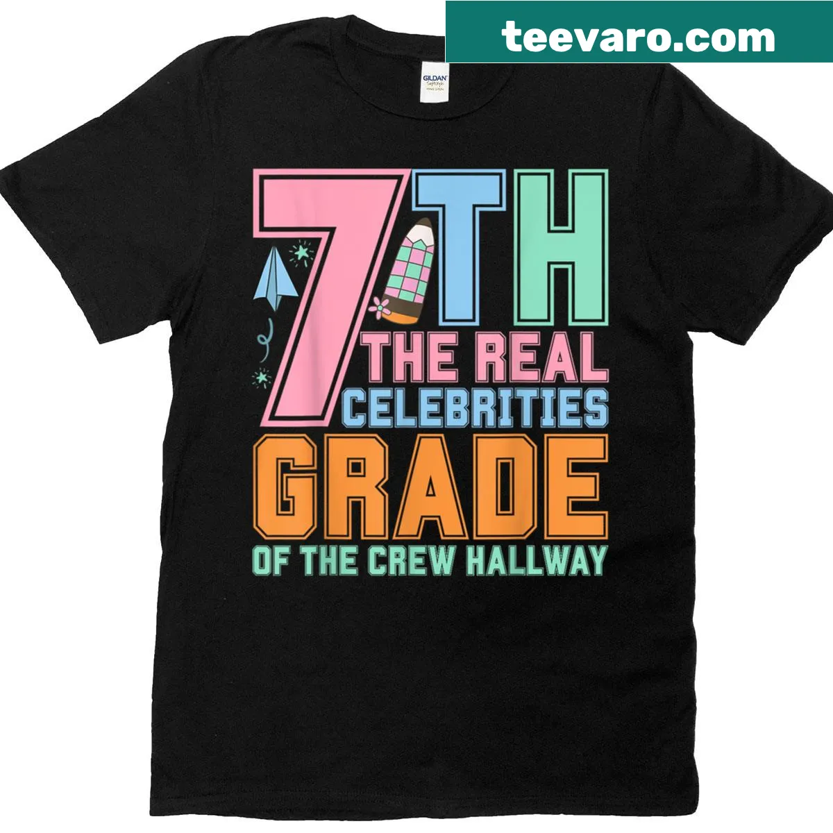 T-shirt celebrating 7th graders as the real celebrities — on a men's t-shirt