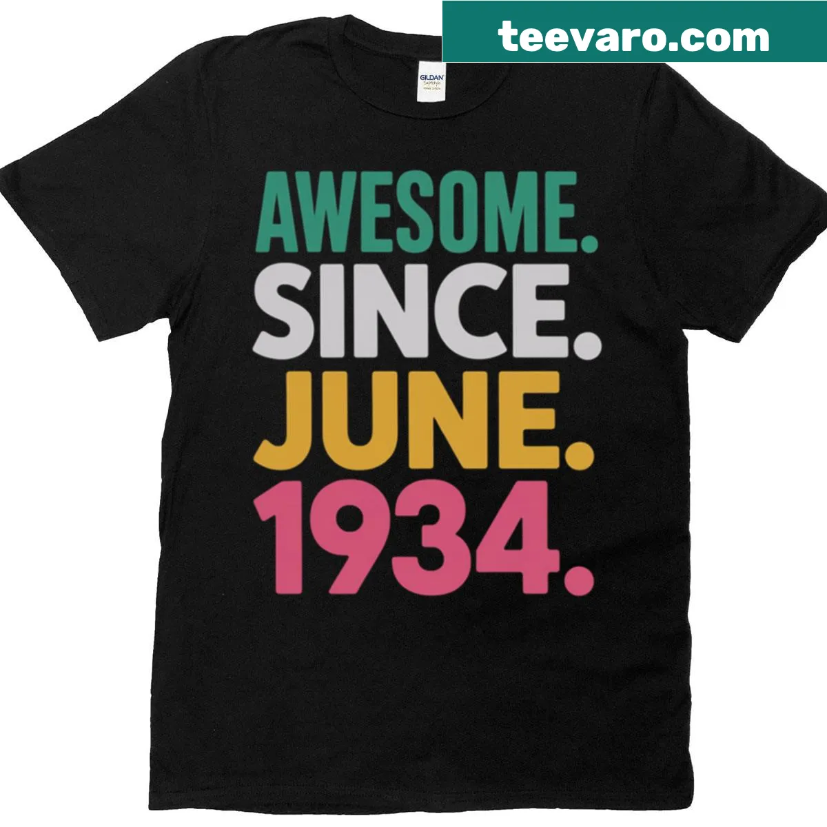 91 Years Old Awesome Since June 1934 T-shirt for birthday celebrations — on a men's t-shirt