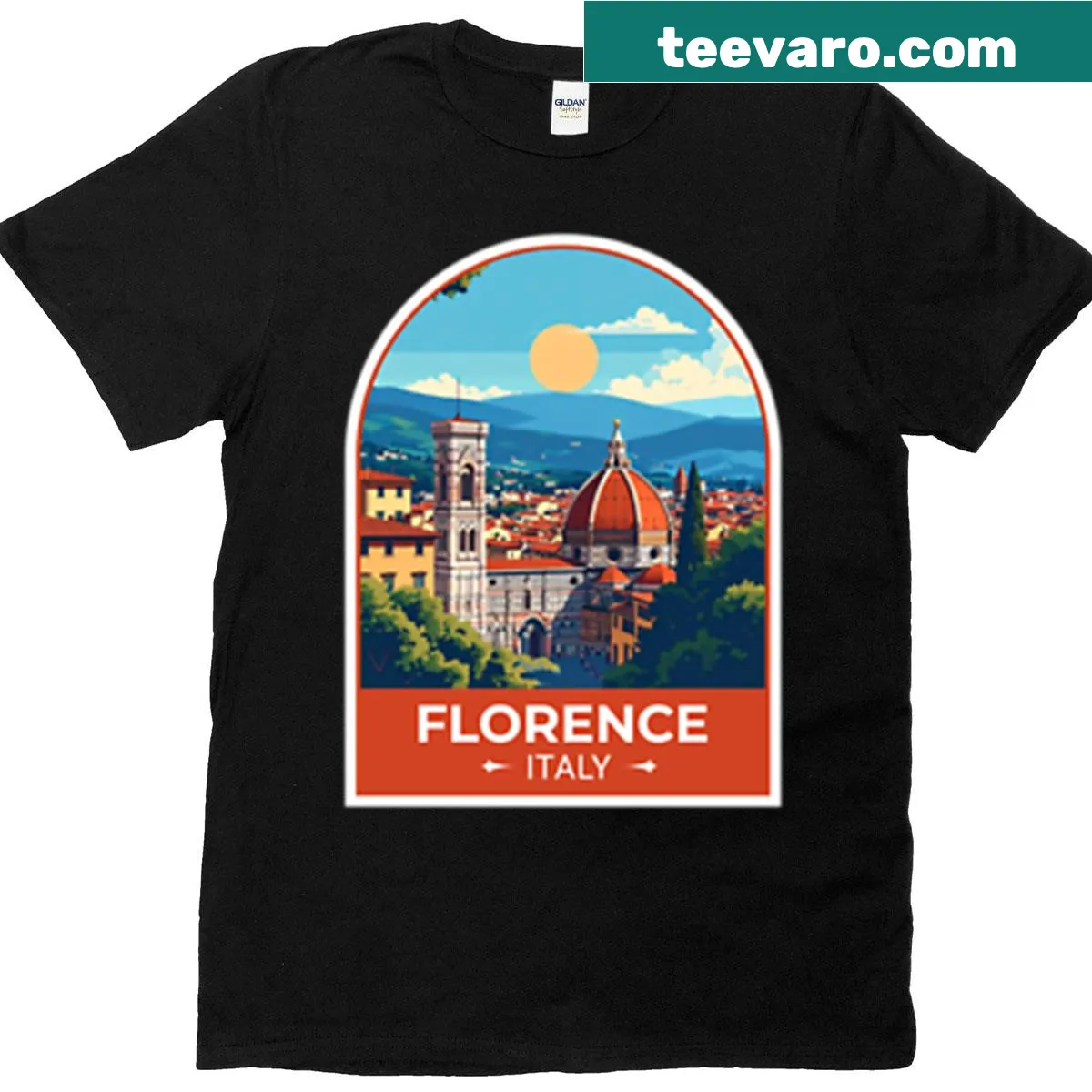 Vintage travel art of Florence on an oversized T-shirt — on a men's t-shirt