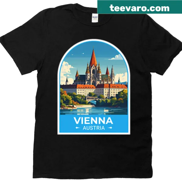 Vintage travel illustration of Vienna on a T-shirt