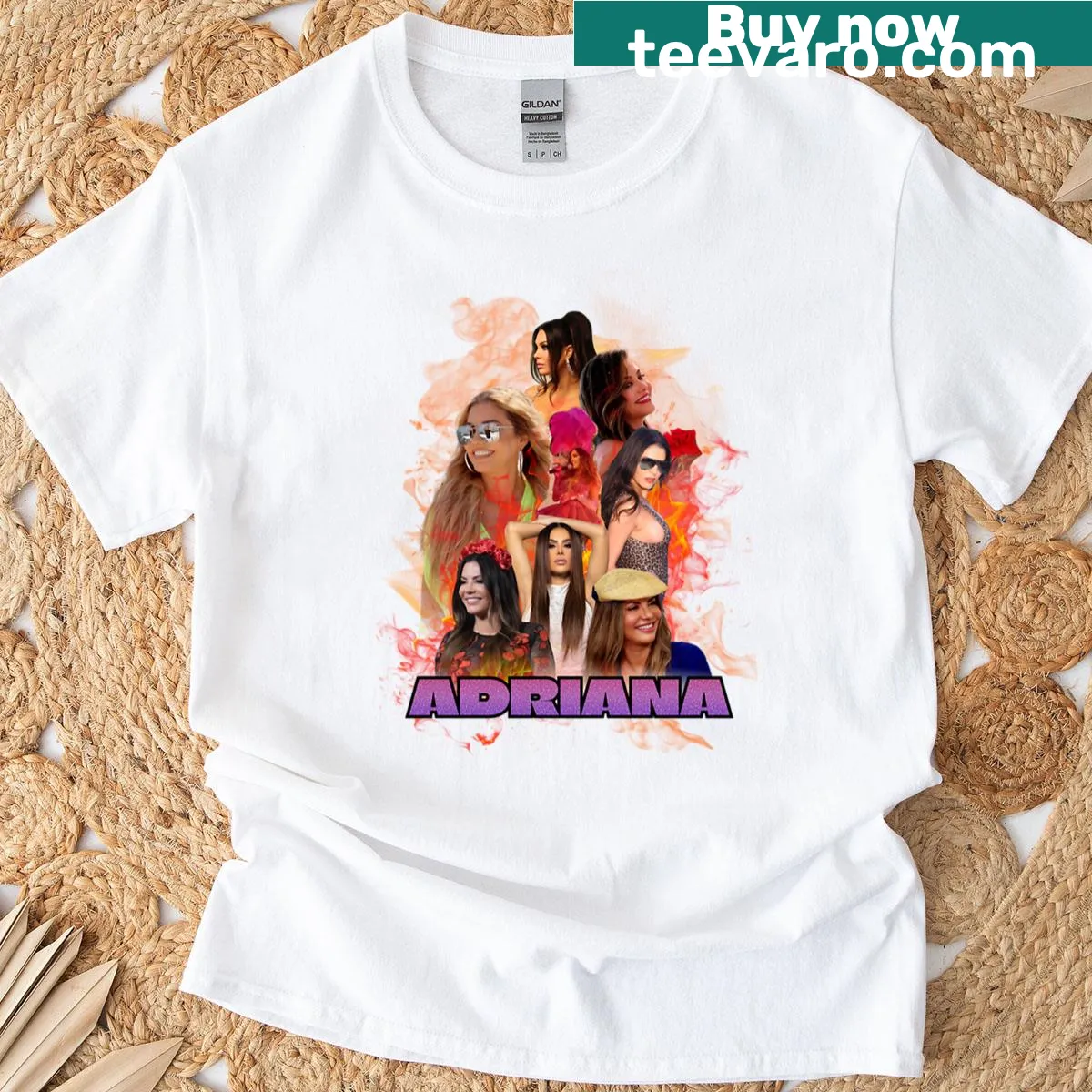 Vintage-style T-shirt featuring Adriana De Moura with hip hop elements — on a men's t-shirt