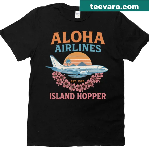 Vintage T-shirt featuring Aloha Airlines island hopper design