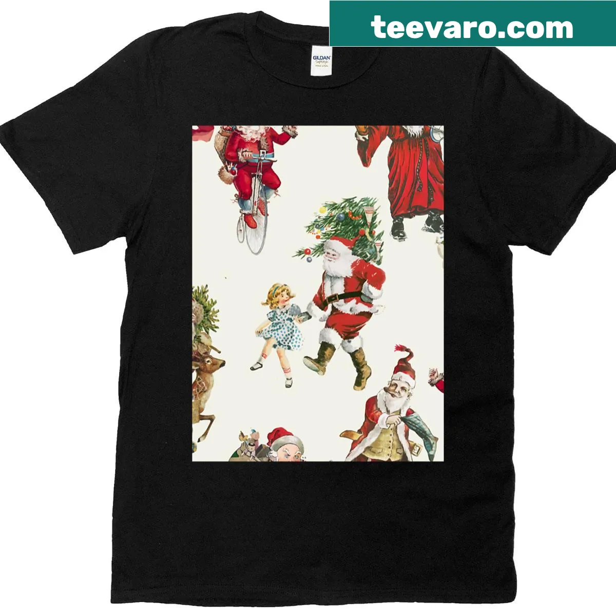 Vintage Santa illustration on Christmas holiday T-shirt — on a men's t-shirt