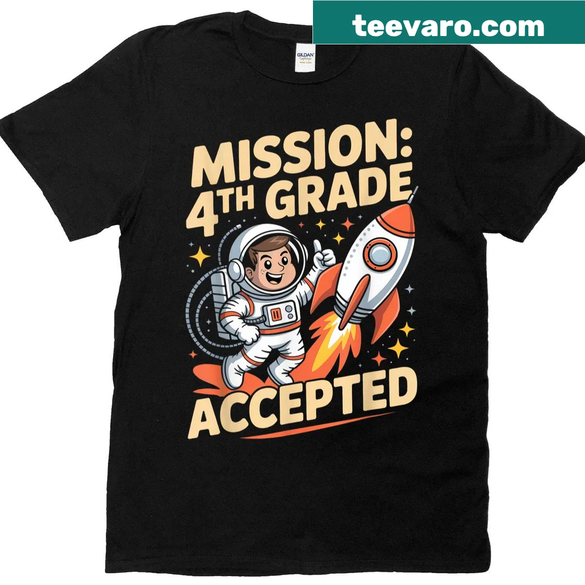 Astronaut-themed T-shirt for fourth graders returning to school, reading 'Mission Accepted' — on a men's t-shirt