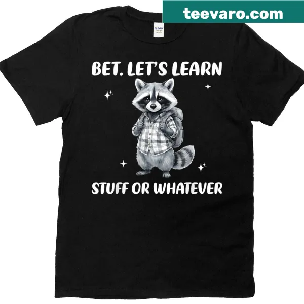Playful raccoon back to school T-shirt with funny text