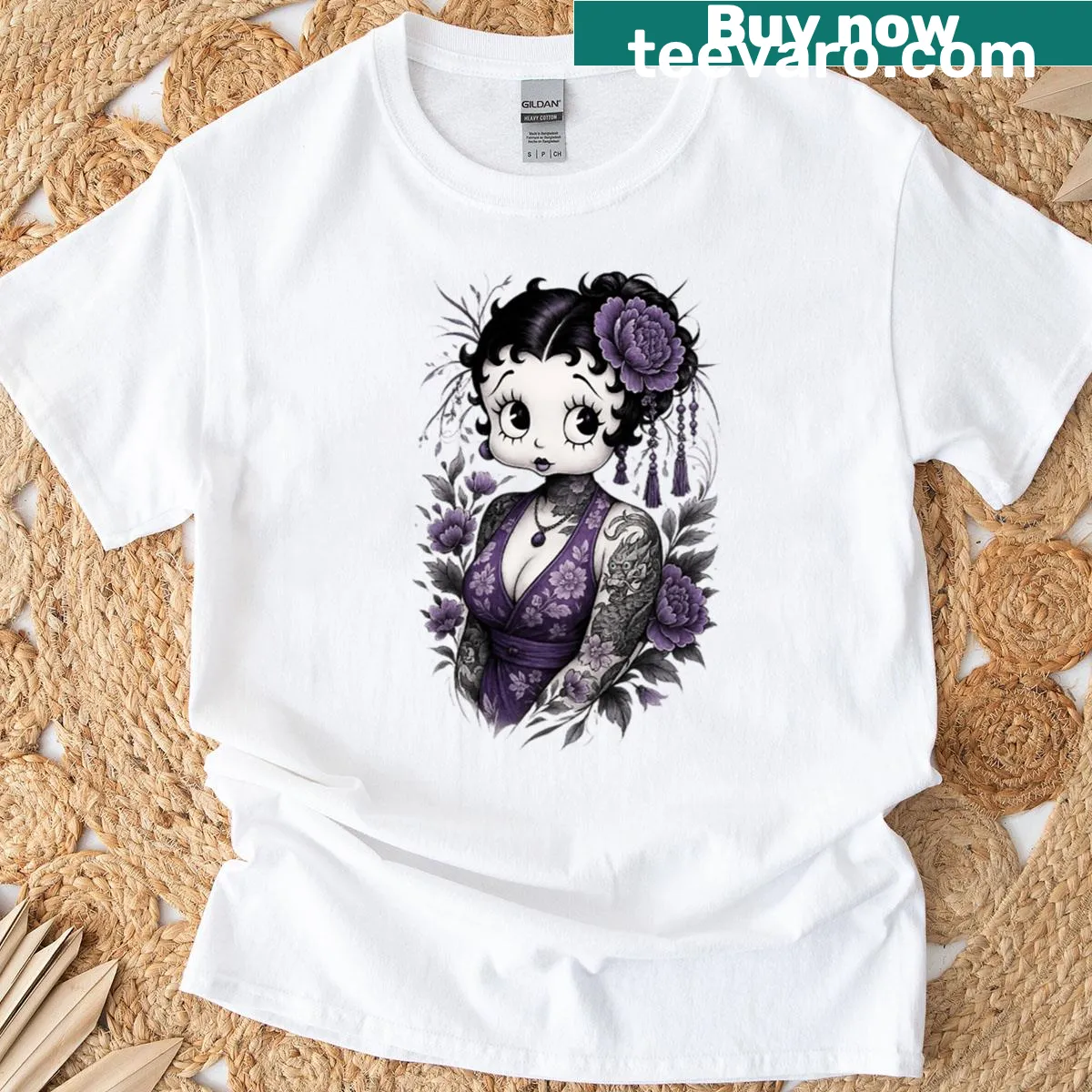 Cartoon t-shirt featuring the classic character Betty Boop — on a men's t-shirt
