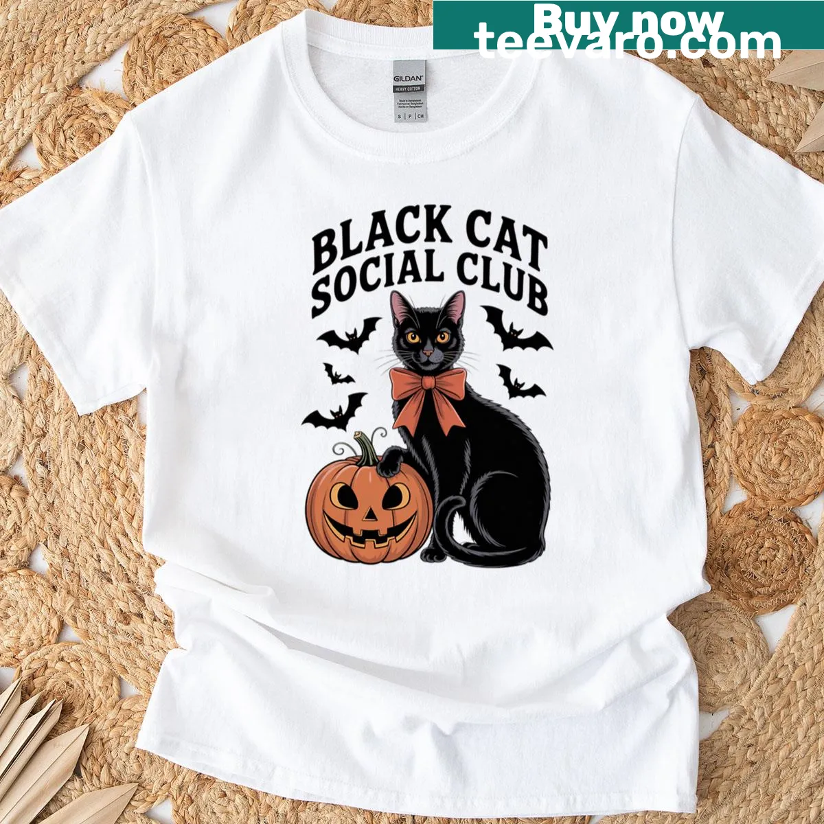 Silhouette t-shirt of a black cat with 'Social Club' text — on a men's t-shirt