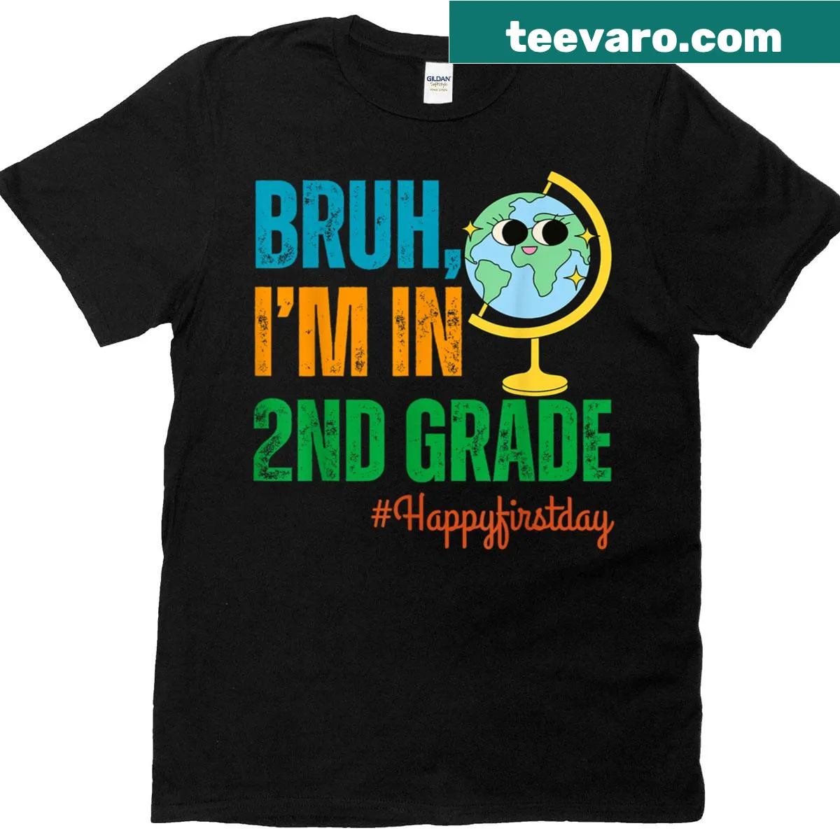 T-shirt with bold typography saying 'Bruh, I'm in 2nd Grade' for kids — on a men's t-shirt
