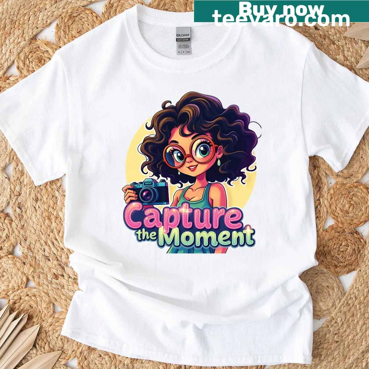 Typography design featuring 'Capture The Moment' for photography lovers. — on a men's t-shirt