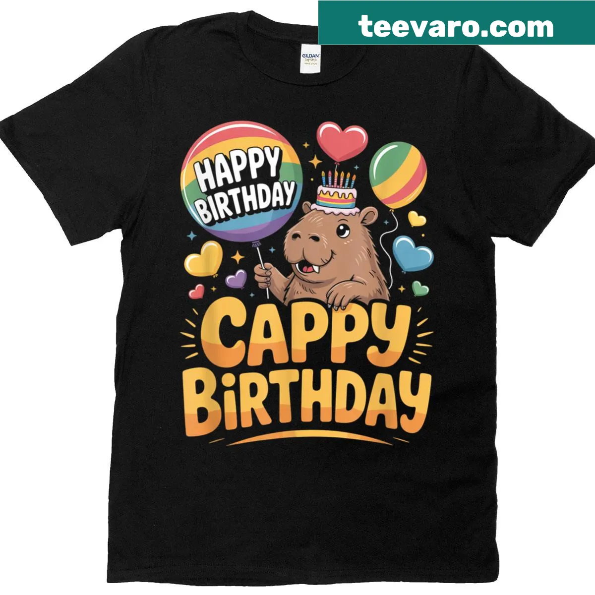 Fun capybara birthday T-shirt for animal lovers — on a men's t-shirt