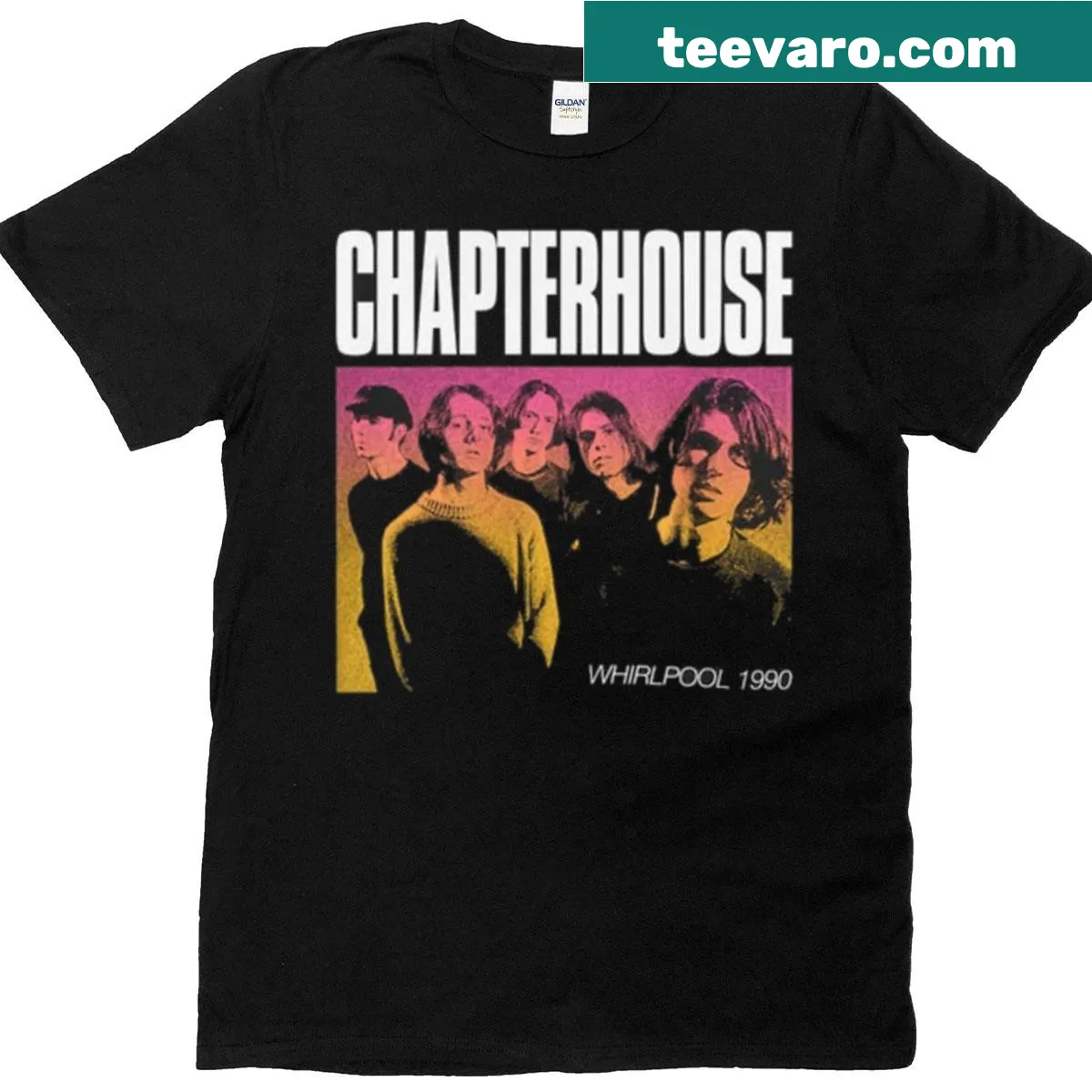 Vintage T-shirt featuring Chapterhouse 1990 whirlpool graphic — on a men's t-shirt