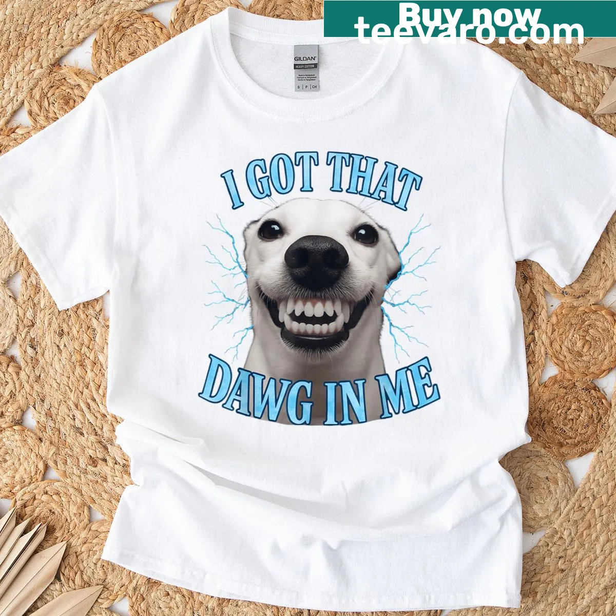 Funny meme t-shirt with the phrase 'I Got That Dawg In Me.' — on a men's t-shirt