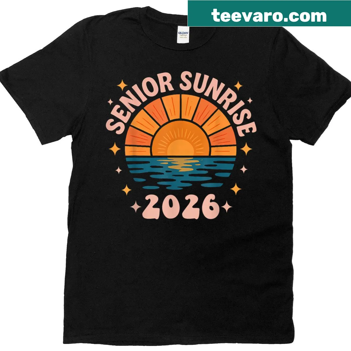 Graduation-themed Class of 2026 t-shirt with sunrise graphic — on a men's t-shirt