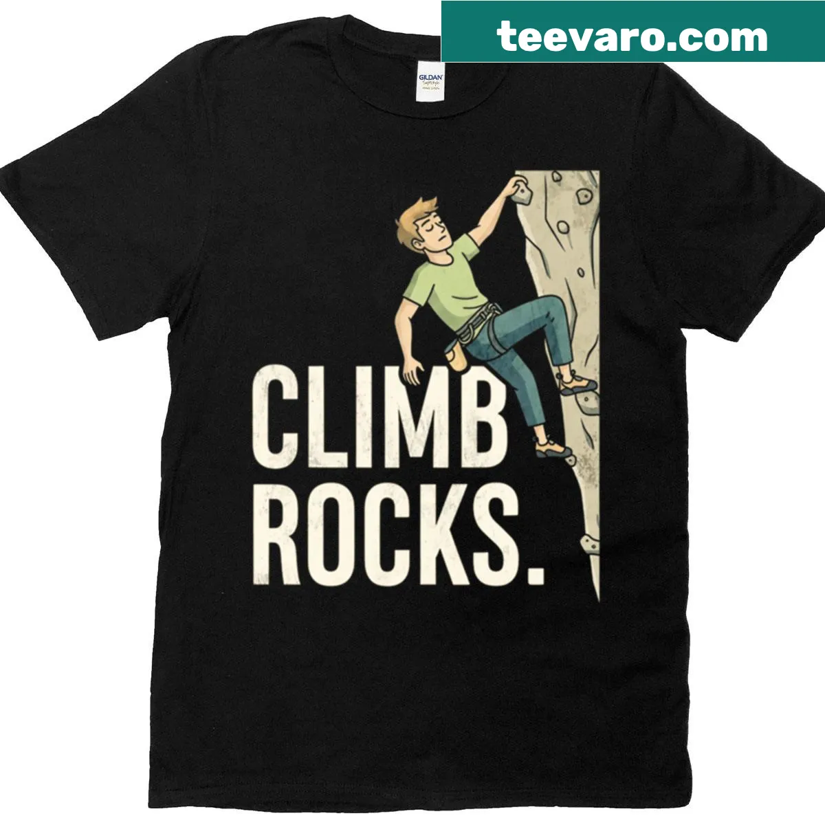 Retro climbing adventure t-shirt featuring vintage graphics — on a men's t-shirt