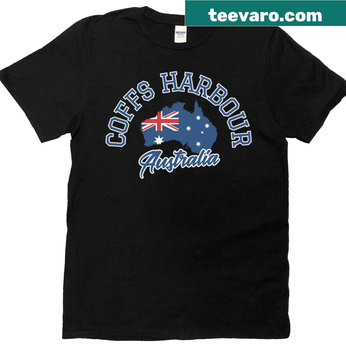 Illustrated Coffs Harbour T-shirt showcasing coastal scenery — on a men's t-shirt