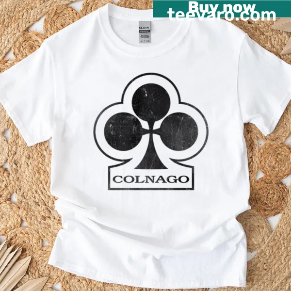 Distressed Colnago logo design on an Italian cycling t-shirt