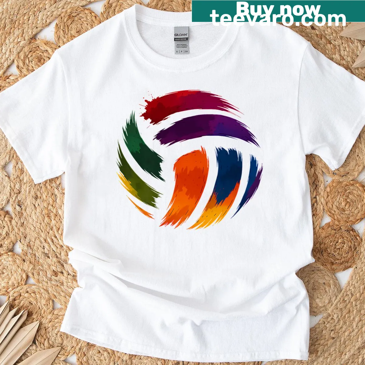 Colorful volleyball player graphic T-shirt for kids — on a men's t-shirt