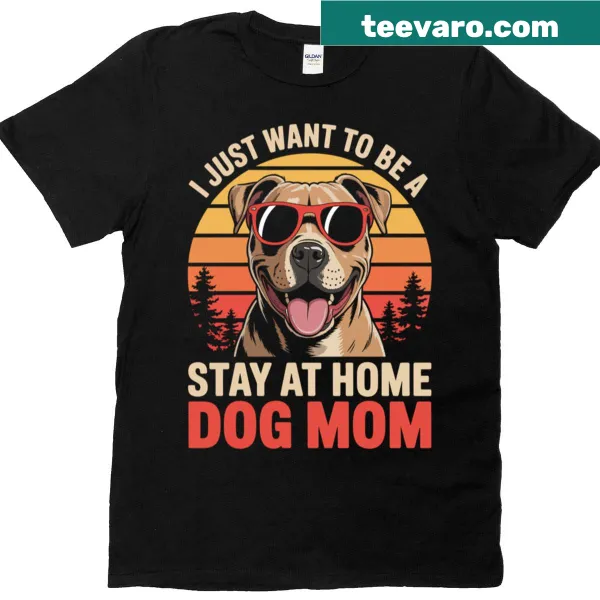 T-shirt featuring a dog in sunglasses with a sunset background