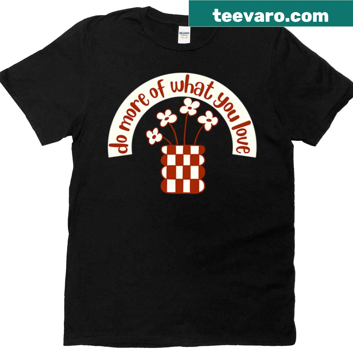 Inspirational t-shirt with retro floral vase and motivational text — on a men's t-shirt