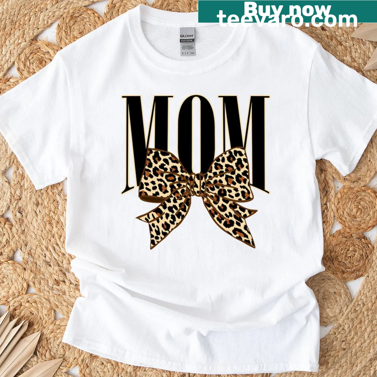 Cute T-shirt featuring a coquette leopard print design for moms — on a men's t-shirt