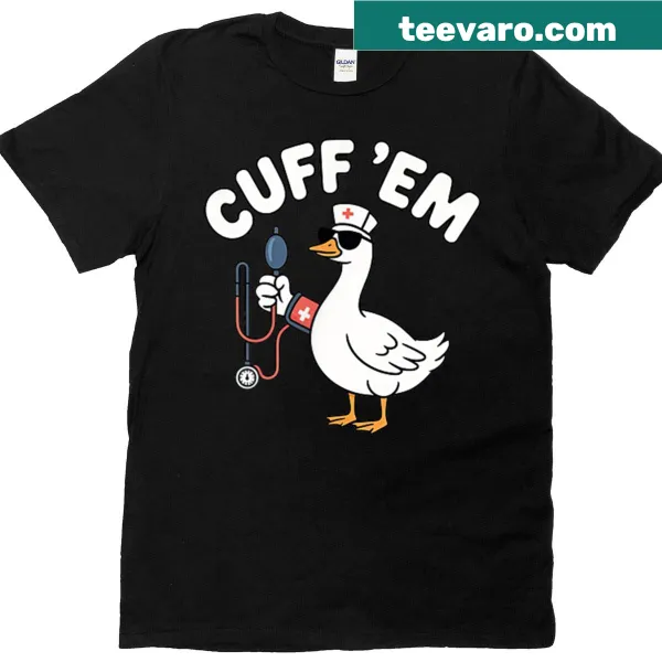 Funny T-shirt for nurses featuring a silly goose design on both sides.