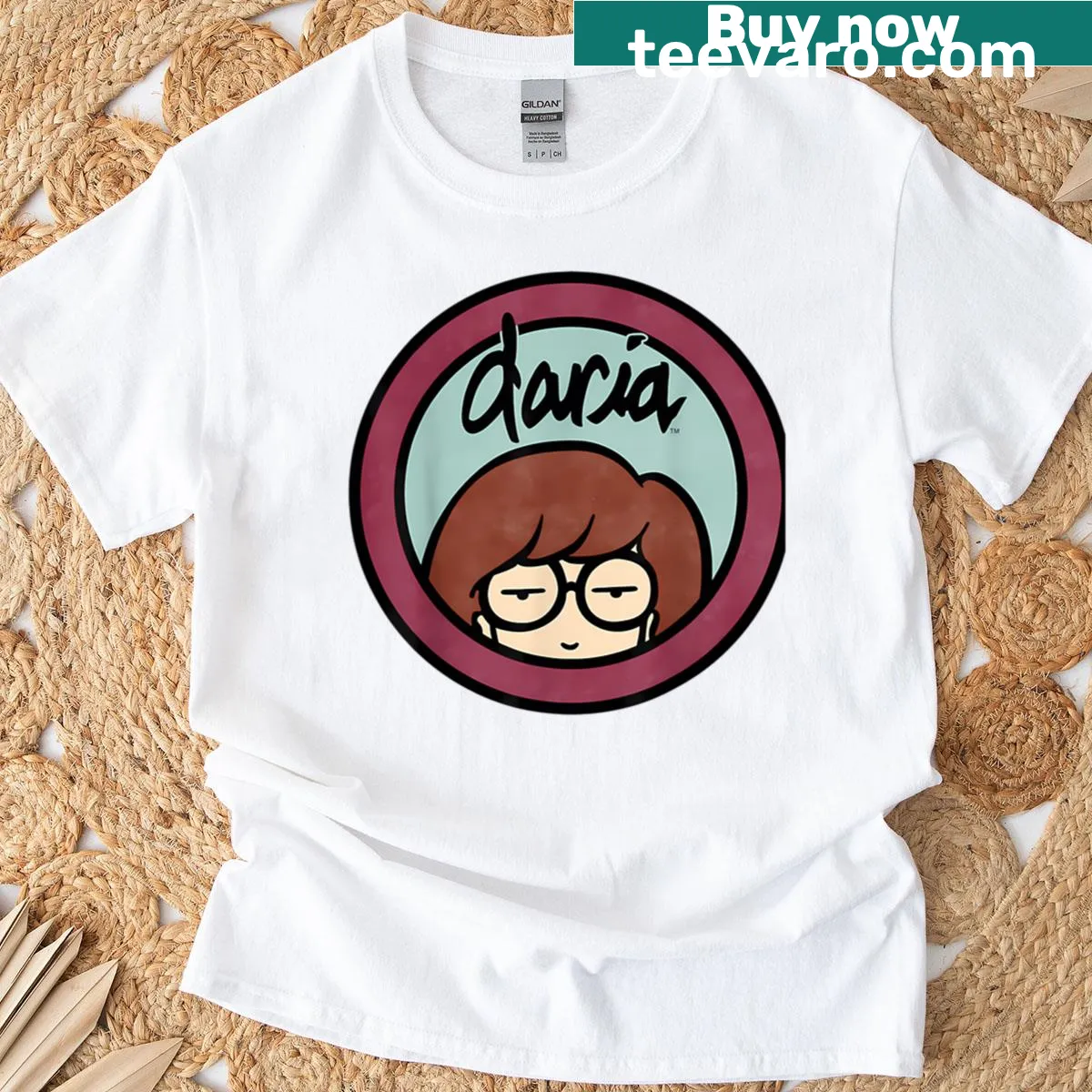 Minimalist graphic T-shirt in mint and burgundy with unique design — on a men's t-shirt