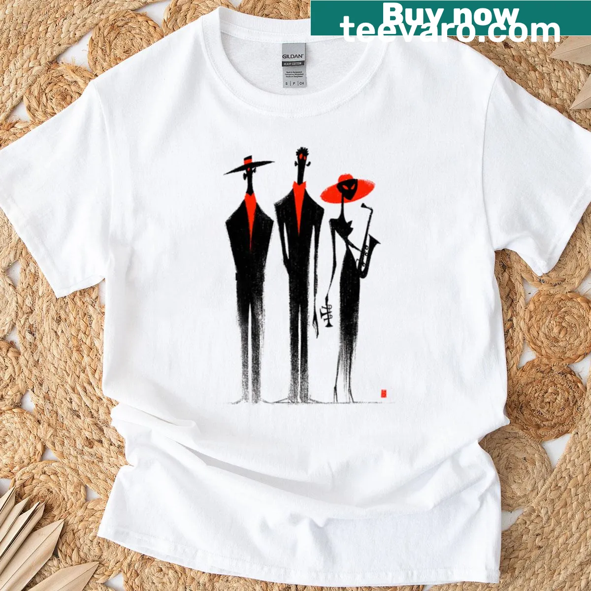 Vintage glamour T-shirt with bold geometric design — on a men's t-shirt