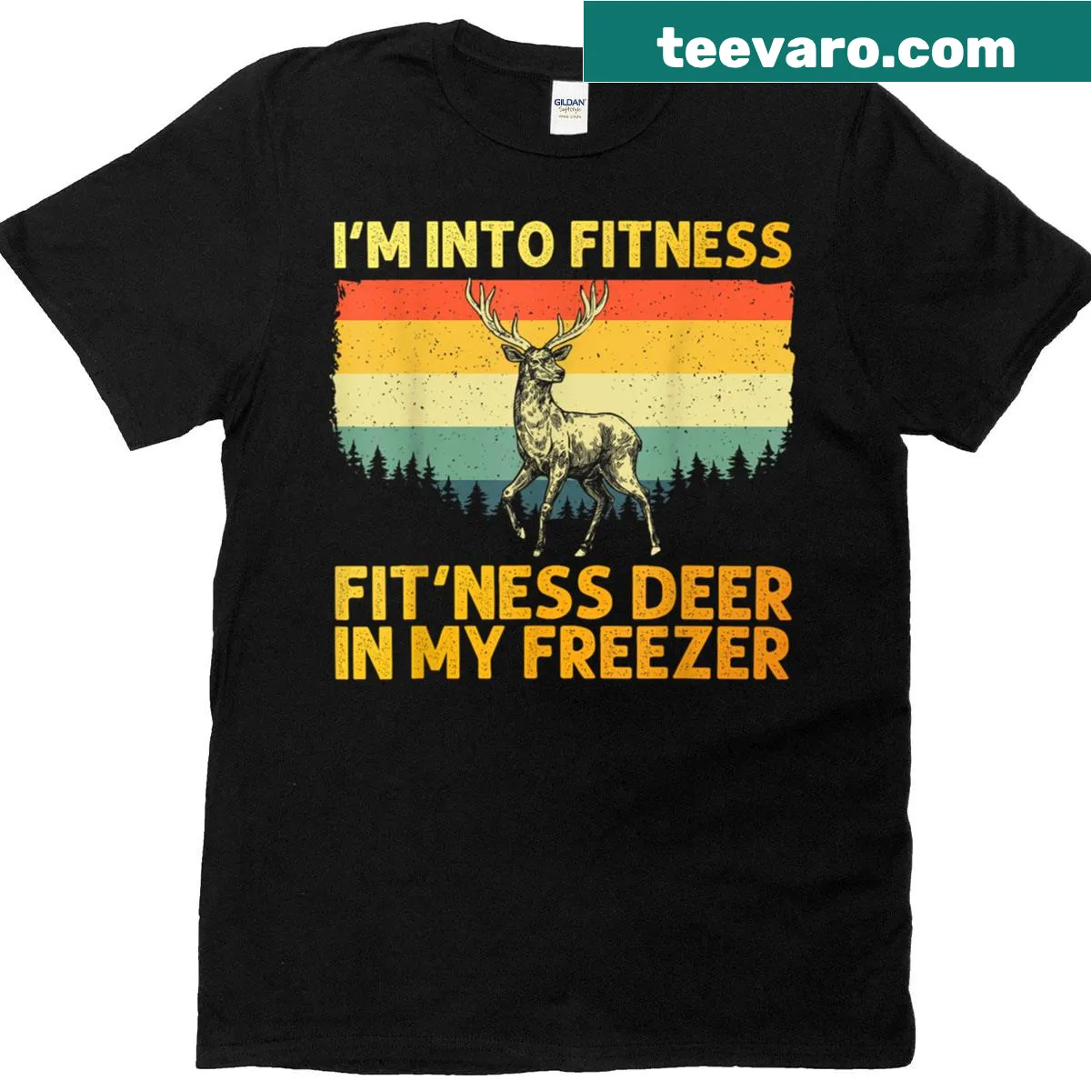 Artistic deer hunting t-shirt for outdoor enthusiasts — on a men's t-shirt