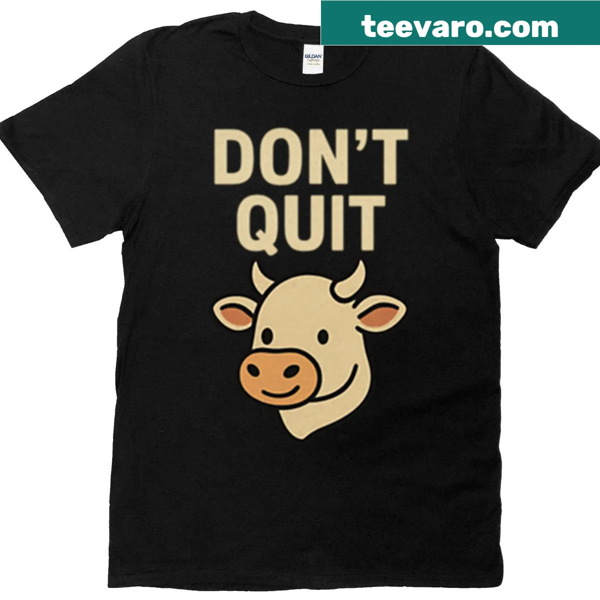 Motivational t-shirt with cow design and uplifting message — on a men's t-shirt